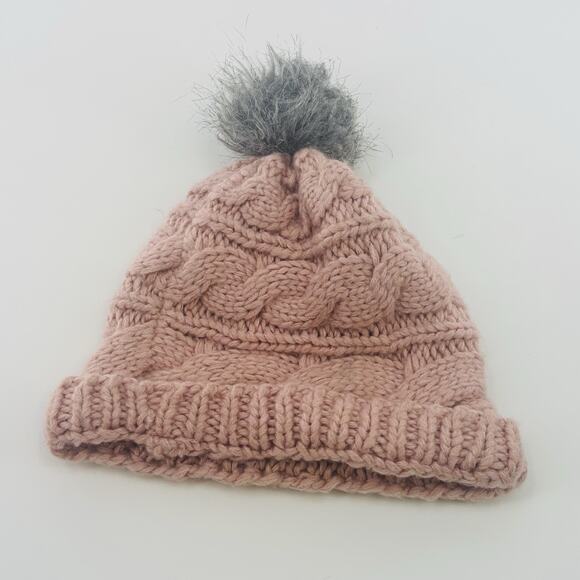 The North Face Womens Cable Knit Winter Beanie Stocking Hat Cap Pink OSFA - Picture 4 of 5